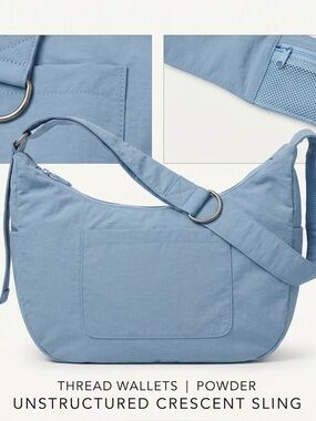 Thread Wallets Unstructured Crescent Shoulder Bag in Powder Blue - Regular Size